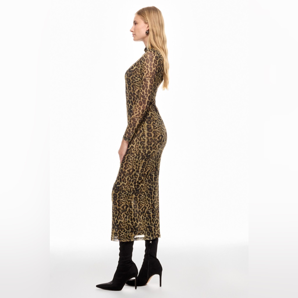 Ronny Kobo Collection Animal Print Long Sleeve Dress